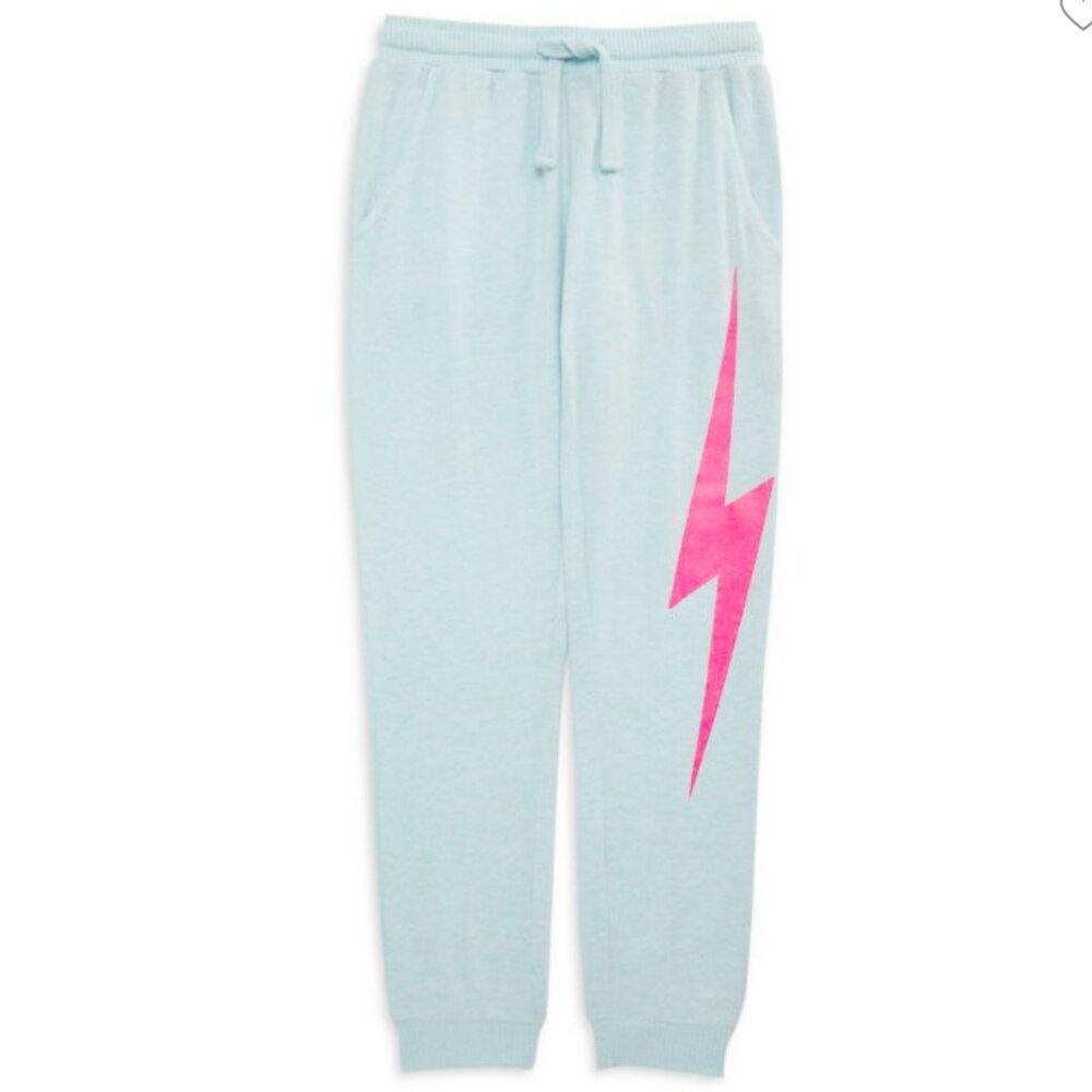 NWT Vintage Havana Hacci Sky Blue Joggers with Pink Lightning Bolt XL SOFTEST!
